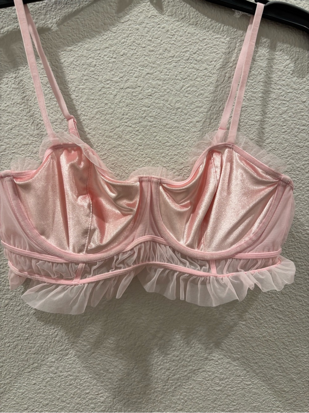 Auden Satin Pale Pink Ruffle Underwire Bralette